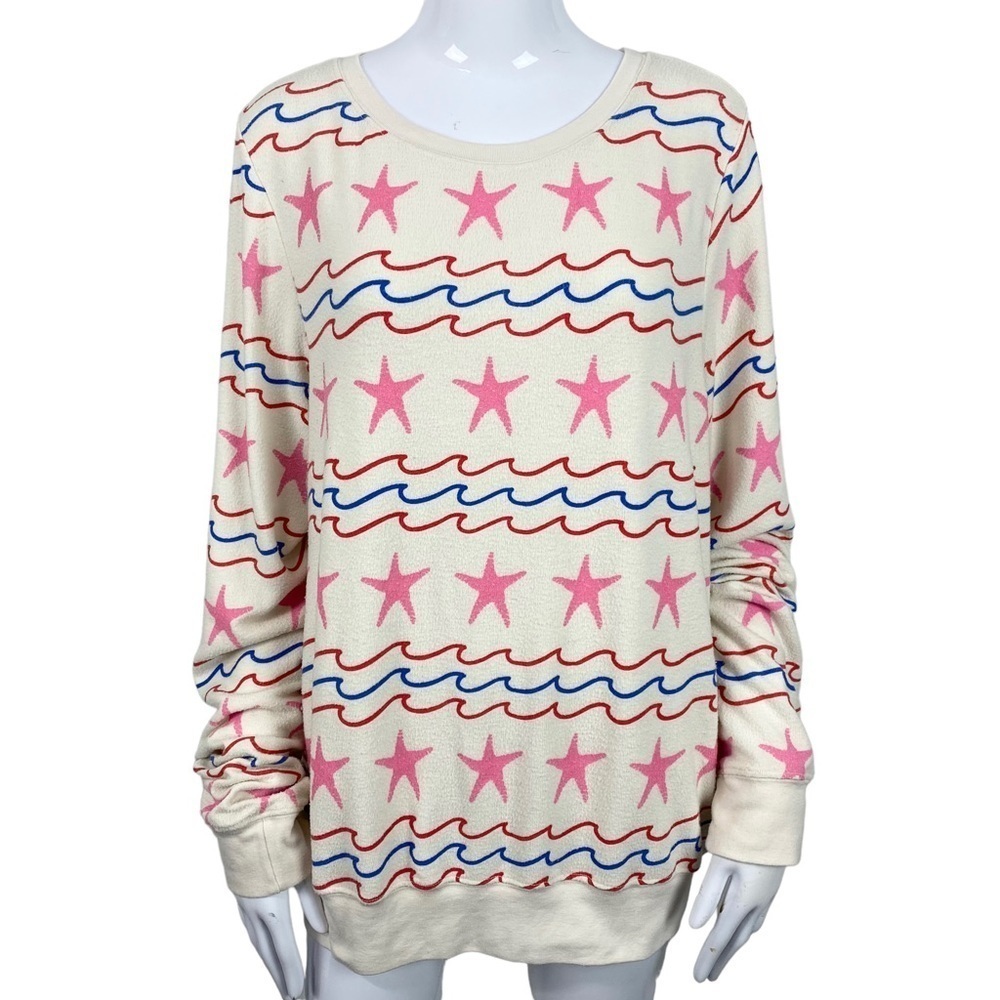 WILDFOX Sea Stars & Stripes Baggy Beach Sweater Sweatshirt size Large